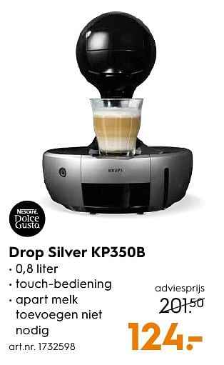 Aanbiedingen Krups drop silver kp350b - Krups - Geldig van 12/09/2016 tot 21/09/2016 bij Blokker