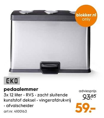 Aanbiedingen Pedaalemmer - Eko - Geldig van 12/09/2016 tot 21/09/2016 bij Blokker