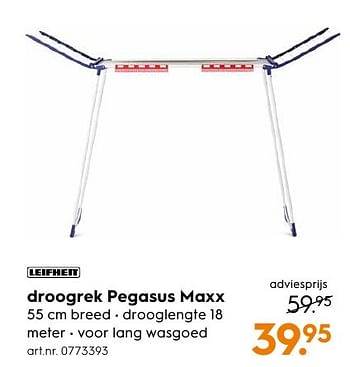Aanbiedingen Droogrek pegasus maxx - Leifheit - Geldig van 12/09/2016 tot 21/09/2016 bij Blokker
