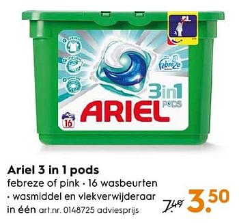 Aanbiedingen Ariel 3 in 1 pods - Ariel - Geldig van 12/09/2016 tot 21/09/2016 bij Blokker