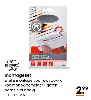 Aanbiedingen Montageset snelle montage voor uw rook- of koolmonoxidemelder - Elro - Geldig van 12/09/2016 tot 21/09/2016 bij Blokker