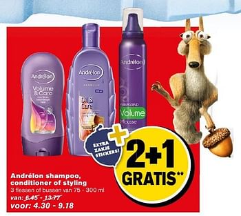 Aanbiedingen Andrélon shampoo, conditioner of styling - Andrelon - Geldig van 14/09/2016 tot 20/09/2016 bij Hoogvliet