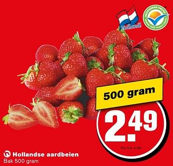 Aanbiedingen Hollandse aardbeien - Huismerk - Hoogvliet - Geldig van 14/09/2016 tot 20/09/2016 bij Hoogvliet