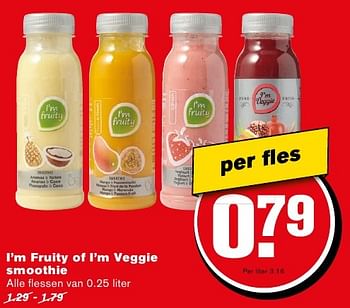 Aanbiedingen I`m fruity of i`m veggie smoothie - I'm fruity - Geldig van 14/09/2016 tot 20/09/2016 bij Hoogvliet