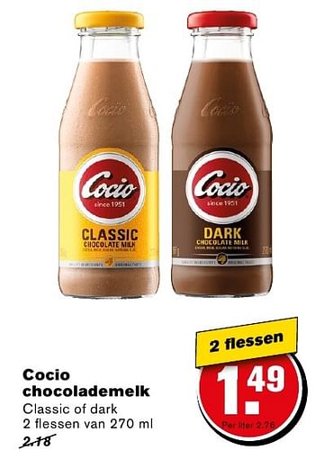 Aanbiedingen Cocio chocolademelk classic of dark - Cocio - Geldig van 14/09/2016 tot 20/09/2016 bij Hoogvliet