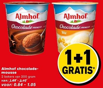 Aanbiedingen Almhof chocolademousse - Almhof - Geldig van 14/09/2016 tot 20/09/2016 bij Hoogvliet