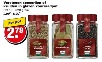 Aanbiedingen Verstegen specerijen of kruiden in glazen voorraadpot - Verstegen - Geldig van 14/09/2016 tot 20/09/2016 bij Hoogvliet