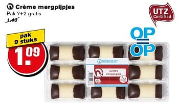Aanbiedingen Crème mergpijpjes - Huismerk - Hoogvliet - Geldig van 14/09/2016 tot 20/09/2016 bij Hoogvliet