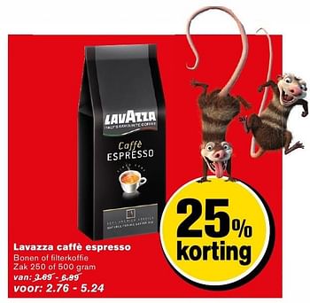 Aanbiedingen Lavazza caffè espresso bonen of filterkoffie - Lavazza - Geldig van 14/09/2016 tot 20/09/2016 bij Hoogvliet
