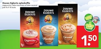 Aanbiedingen Douwe egberts oploskoffie cappuccino, latte macchiato of latte caramel - Douwe Egberts - Geldig van 18/09/2016 tot 24/09/2016 bij Deen Supermarkten