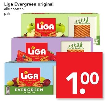 Aanbiedingen Liga evergreen original - Liga - Geldig van 18/09/2016 tot 24/09/2016 bij Deen Supermarkten