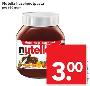 Aanbiedingen Nutella hazelnootpasta - Nutella - Geldig van 18/09/2016 tot 24/09/2016 bij Deen Supermarkten