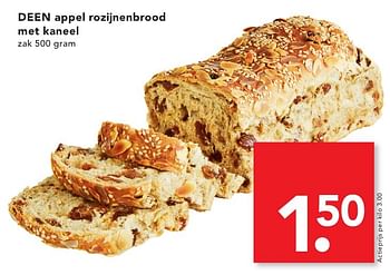 Aanbiedingen Deen appel rozijnenbrood met kaneel - Huismerk deen supermarkt - Geldig van 18/09/2016 tot 24/09/2016 bij Deen Supermarkten