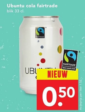 Aanbiedingen Ubuntu cola fairtrade - Oxfam Fairtrade - Geldig van 18/09/2016 tot 24/09/2016 bij Deen Supermarkten