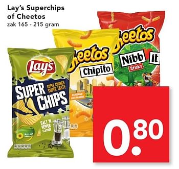Aanbiedingen Lay`s superchips of cheetos - Lay's - Geldig van 18/09/2016 tot 24/09/2016 bij Deen Supermarkten