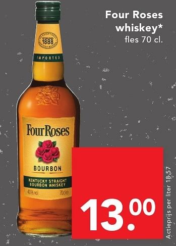 Aanbiedingen Four roses whiskey - Four Roses - Geldig van 18/09/2016 tot 24/09/2016 bij Deen Supermarkten