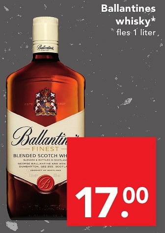 Aanbiedingen Ballantines whisky - Ballantine's - Geldig van 18/09/2016 tot 24/09/2016 bij Deen Supermarkten