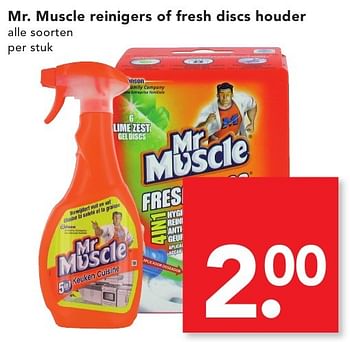 Aanbiedingen Mr. muscle reinigers of fresh discs houder - Mr. Muscle - Geldig van 18/09/2016 tot 24/09/2016 bij Deen Supermarkten
