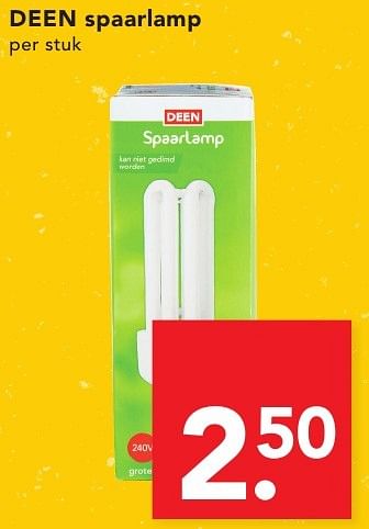 Aanbiedingen Deen spaarlamp - Huismerk deen supermarkt - Geldig van 18/09/2016 tot 24/09/2016 bij Deen Supermarkten