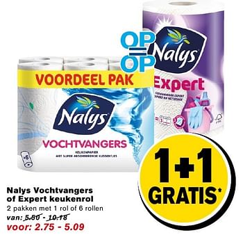 Aanbiedingen Nalys vochtvangers of expert keukenrol - Nalys - Geldig van 14/09/2016 tot 20/09/2016 bij Hoogvliet