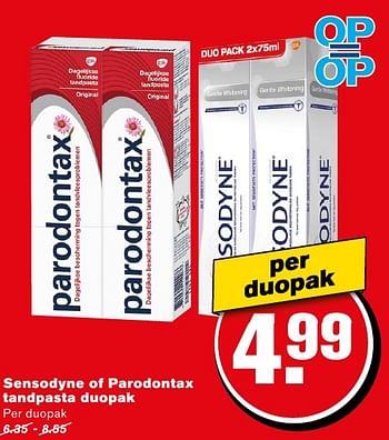 Aanbiedingen Sensodyne of parodontax tandpasta duopak - Parodontax - Geldig van 14/09/2016 tot 20/09/2016 bij Hoogvliet