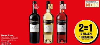 Aanbiedingen Stoney creek australische wijn. shiraz, chardonnay of shiraz-rosé - Rode wijnen - Geldig van 14/09/2016 tot 20/09/2016 bij Hoogvliet