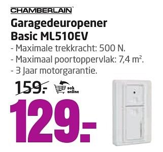 Aanbiedingen Garagedeuropener basic ml510ev - Chamberlain - Geldig van 12/09/2016 tot 25/09/2016 bij Formido