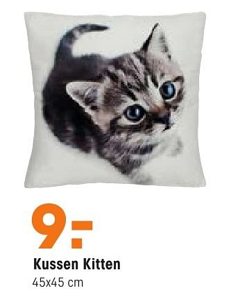 Aanbiedingen Kussen kitten - Huismerk - Kwantum - Geldig van 12/09/2016 tot 25/09/2016 bij Kwantum