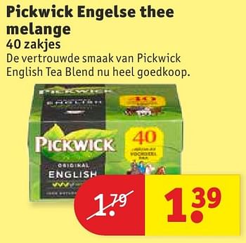 Aanbiedingen Pickwick engelse thee melange - Pickwick - Geldig van 13/09/2016 tot 25/09/2016 bij Kruidvat