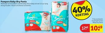 Aanbiedingen Reuzenpak luiers baby dry pants - Pampers - Geldig van 13/09/2016 tot 25/09/2016 bij Kruidvat