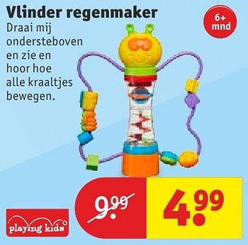 Aanbiedingen Vlinder regenmaker - Playing Kids - Geldig van 13/09/2016 tot 25/09/2016 bij Kruidvat