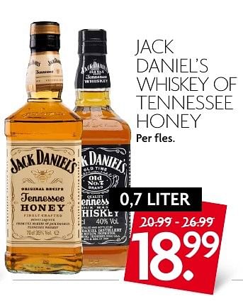 Aanbiedingen Jack daniel`s whiskey of tennessee honey - Jack Daniel's - Geldig van 18/09/2016 tot 24/09/2016 bij Deka Markt