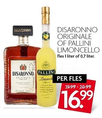 Aanbiedingen Disaronno originale of pallini limoncello - Huismerk - Deka Markt - Geldig van 18/09/2016 tot 24/09/2016 bij Deka Markt