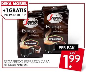 Aanbiedingen Segafredo espresso casa - Segafredo - Geldig van 18/09/2016 tot 24/09/2016 bij Deka Markt