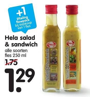 Aanbiedingen Hela salad + sandwich - Hela - Geldig van 18/09/2016 tot 24/09/2016 bij Em-té