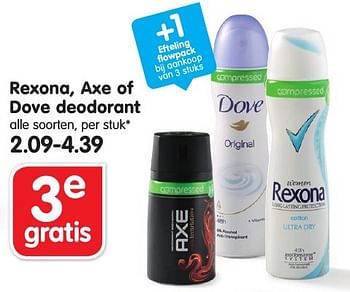 Aanbiedingen Rexona, axe of dove deodorant - Axe - Geldig van 18/09/2016 tot 24/09/2016 bij Em-té