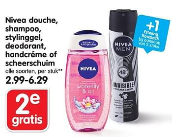 Aanbiedingen Nivea douche, shampoo, stylinggel, deodorant, handcréme of scheerschuim - Nivea - Geldig van 18/09/2016 tot 24/09/2016 bij Em-té