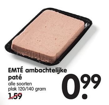 Aanbiedingen Emté ambachtelijke paté - Huismerk - Em-té - Geldig van 18/09/2016 tot 24/09/2016 bij Em-té