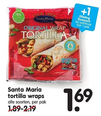 Aanbiedingen Santa maria tortilla wraps - Santa Maria - Geldig van 18/09/2016 tot 24/09/2016 bij Em-té