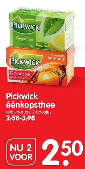 Aanbiedingen Pickwick éénkopsthee - Pickwick - Geldig van 18/09/2016 tot 24/09/2016 bij Em-té
