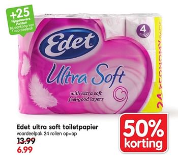 Aanbiedingen Edet ultra soft toiletpapier - Edet - Geldig van 18/09/2016 tot 24/09/2016 bij Em-té