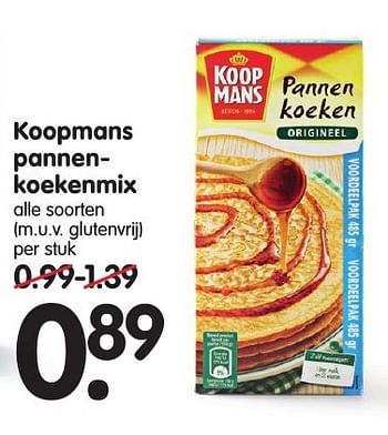 Aanbiedingen Koopmans pannenkoekenmix - Koopmans - Geldig van 18/09/2016 tot 24/09/2016 bij Em-té