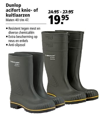 Aanbiedingen Dunlop acifort knie- of kuitlaarzen - Dunlop - Geldig van 12/09/2016 tot 25/09/2016 bij Welkoop