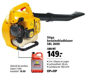 Aanbiedingen Stiga benzinebladblazer sbl 260h - Stiga - Geldig van 12/09/2016 tot 25/09/2016 bij Welkoop