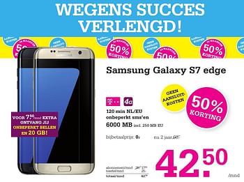 Aanbiedingen Samsung galaxy s7 edge - Samsung - Geldig van 16/09/2016 tot 02/10/2016 bij Telecombinatie