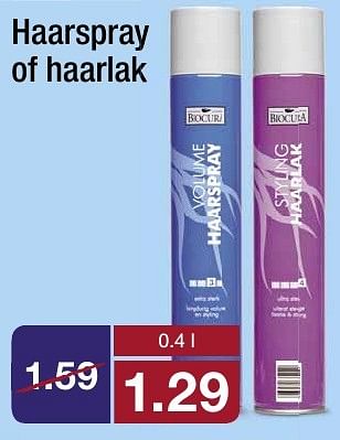Aanbiedingen Haarspray of haarlak - Biocura - Geldig van 21/09/2016 tot 27/09/2016 bij Aldi
