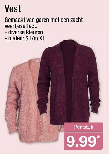 Aanbiedingen Vest gemaakt van garen met een zacht veertjeseffect - Huismerk - Aldi - Geldig van 21/09/2016 tot 27/09/2016 bij Aldi
