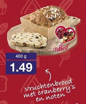 Aanbiedingen Vruchtenbrood met cranberry`s en noten - Huismerk - Aldi - Geldig van 23/09/2016 tot 29/09/2016 bij Aldi