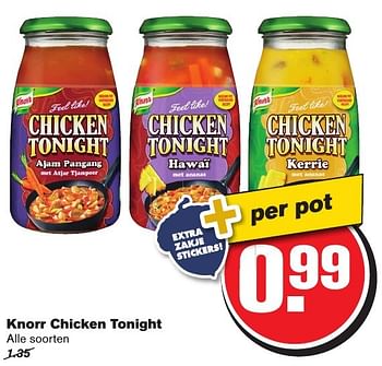 Aanbiedingen Knorr chicken tonight - Knorr - Geldig van 21/09/2016 tot 27/09/2016 bij Hoogvliet