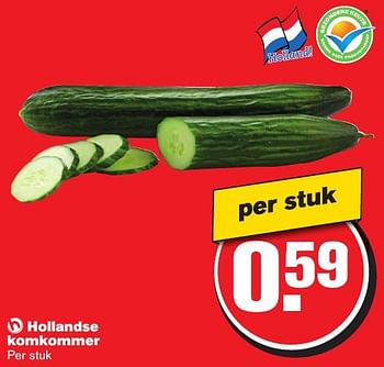 Aanbiedingen Hollandse komkommer - Huismerk - Hoogvliet - Geldig van 21/09/2016 tot 27/09/2016 bij Hoogvliet